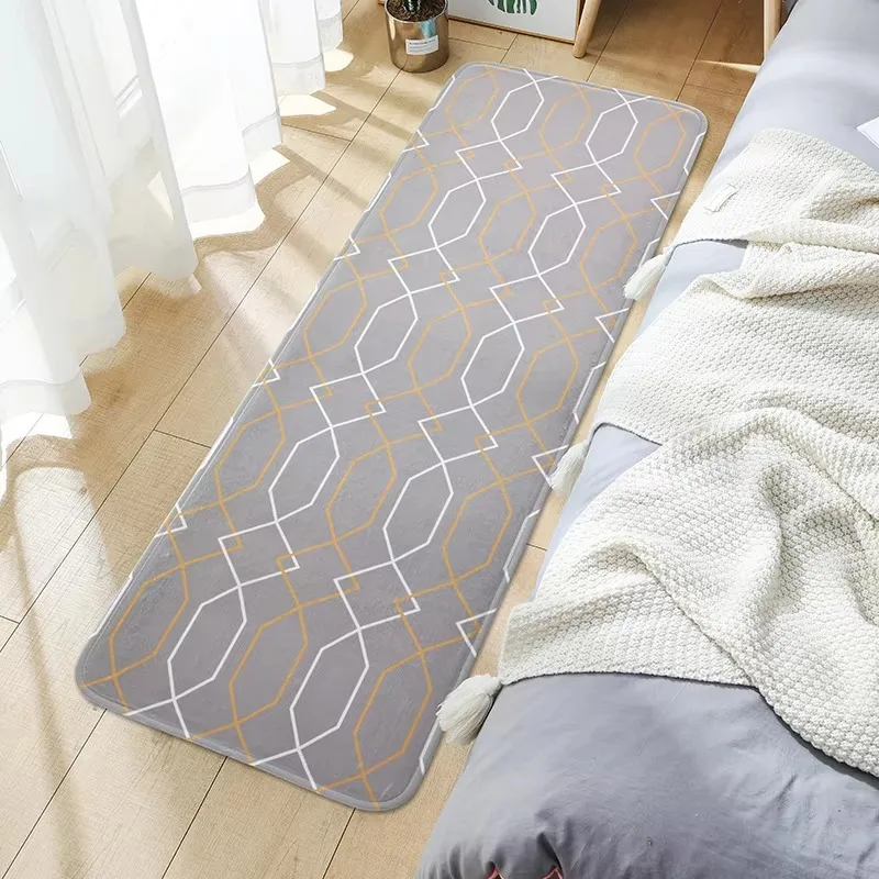 VIKAMA Morandi Simple Geometric Runner Rug, Soft Warm & Non Slip for Bedroom Bedside, Living Room, Entryway Home Accessories