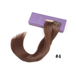 ShowCoco-extensiones de cabello humano 100% Remy para mujer, cinta Invisible de doble cara, color azul oscuro, 20 piezas/12 