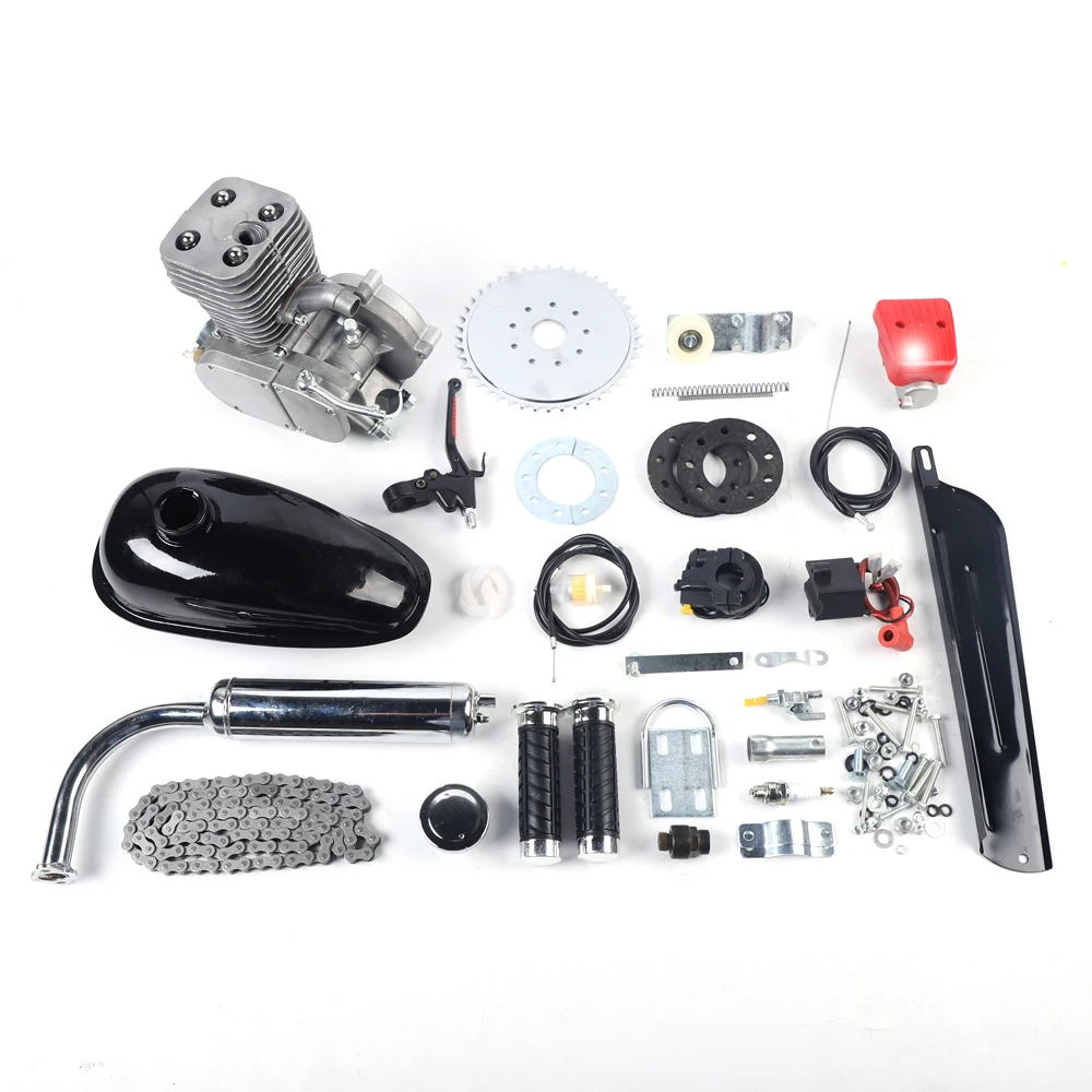 Full Set 100CC 50mm Bicycle Motorized 2 Stroke Gas Petrol Bike Gasoline  Engine Motor 48km/h Kit Silver New