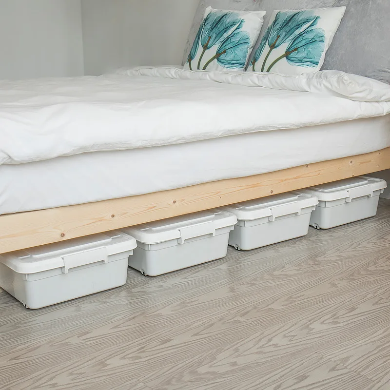 Underbed storage box, flat plastic clothing storage box, divine tool, under bed sorting box, drawer style with wheels