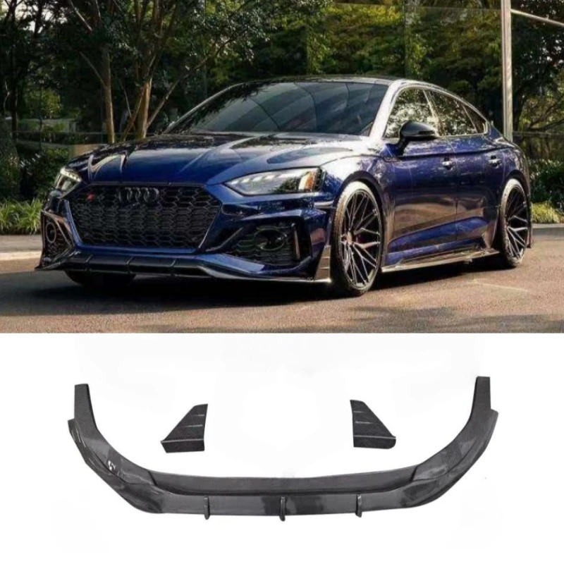 

For Audi RS5 2019 2020 2021 2022 2023 2024 2025 Real Carbon Fiber Front Lip Bumper Spoiler Splitter Decorative Cover Body Kit