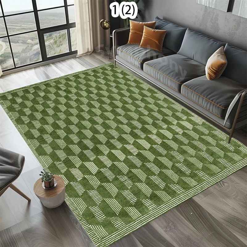 

Весенний оливково-зеленый геометрический нескользящий ковер-мат для пола, большой, моющийся, прочный, для гостиной, прихожей, спальни, коридора, простой дизайн
