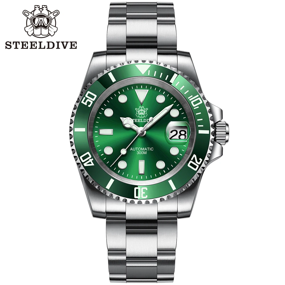 Steeldive Merk Horloge SD1953 Water Ghost Diver Horloge Mannen 300M Waterdicht Saffierglas BGW9 Lichtgevende NH35 Automatische Duikhorloge