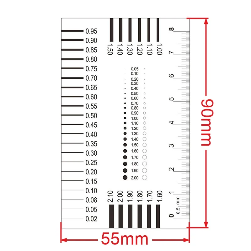 Measuring Pass Badge Gauge Stain Card Point Gauge Wire Gauge Transparent Film Ruler Stain Crack Contrast Ruler