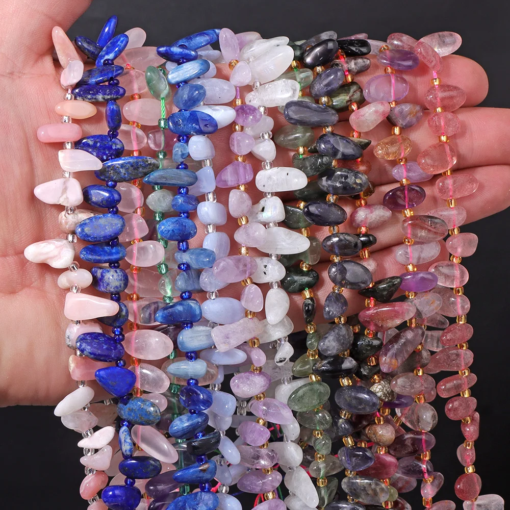 7-16 مللي متر الطبيعية غير النظامية حجر الخرز بلورات الجمشت الأسنان الطويلة الحصى حبة لصنع المجوهرات Habdma القلائد أقراط