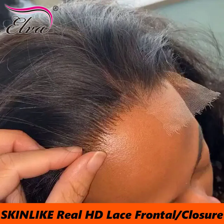 

Elva Hair 5x5 HD Lace Closure Ultra Thin HD Lace Natural Black Human Hair 13x6 13x4 HD Lace Frontal Free Part Skinlike HD Lace