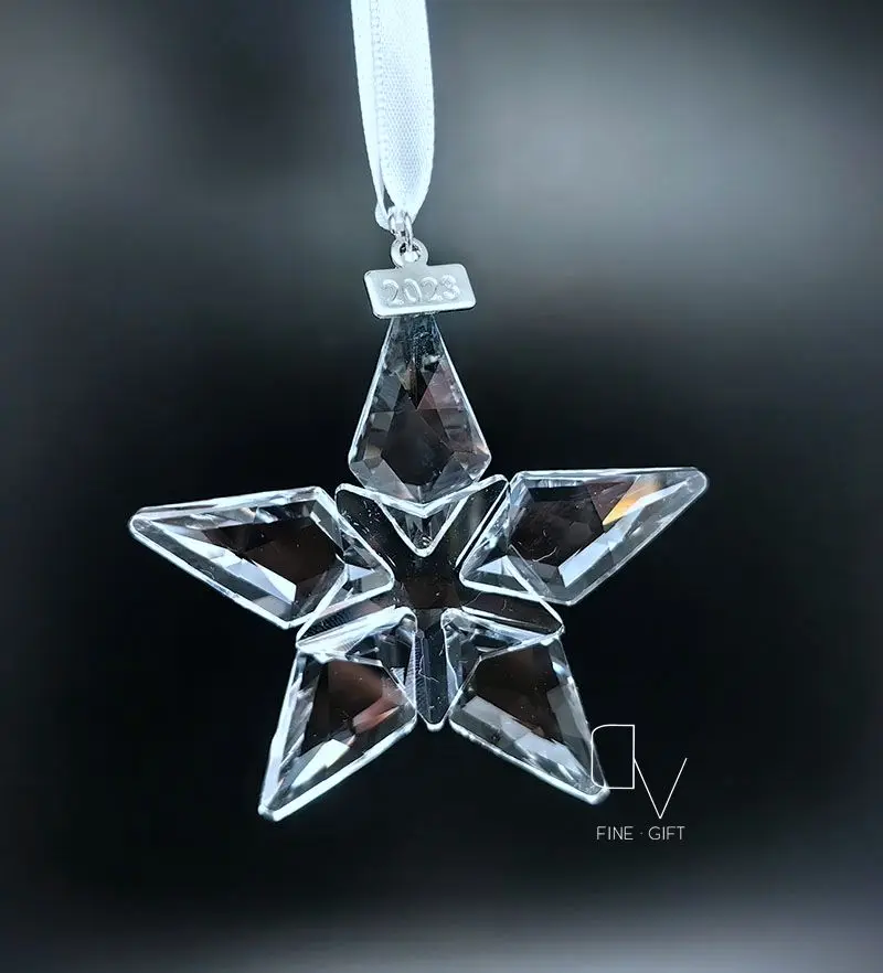 new 2023Austrian Crystal Star Snowflake Car Pendant Christmas Charms Hanging Ornaments Decoration white gold color craft gift