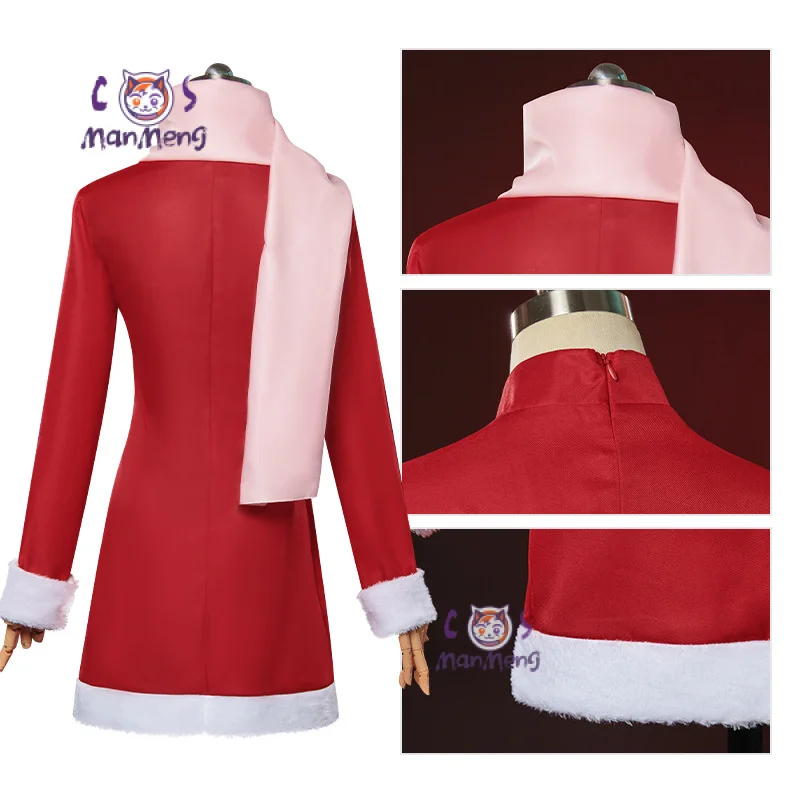 Juego de Anime Gintama Kagura, disfraz de cosplay, abrigo de piel cálido para invierno, bufanda, linda chica, fiesta de Navidad, uniforme rojo Kagura, regalo s-xxxl