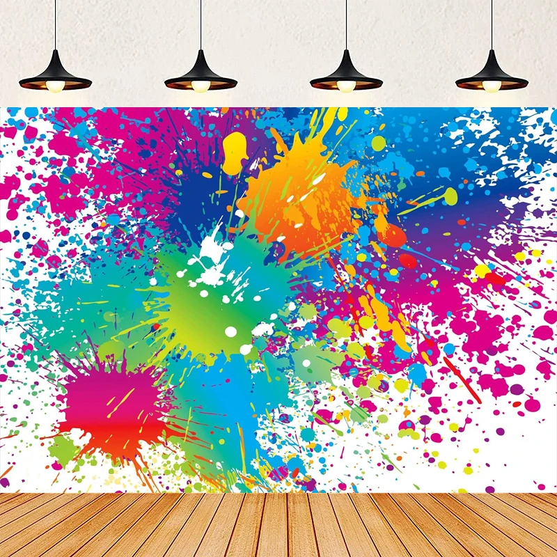 Photography Backdrop Colorful Paint Splash Abstract Graffiti Splatter Hip Hop 90s For Interior Decoration Background Banner