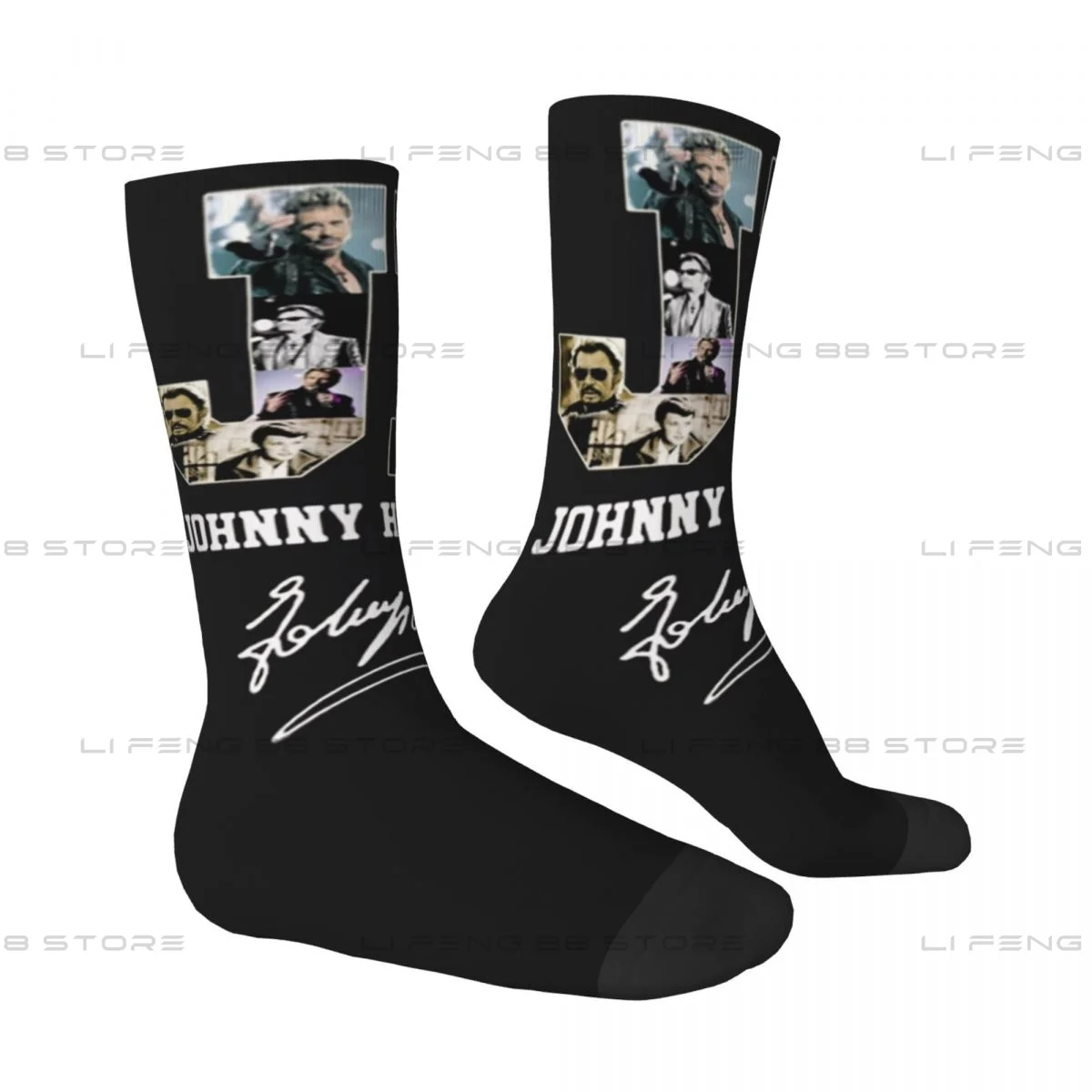 Johnny Hallyday Signature French Singer Unisex Winter Socks Warm Happy Socks Street Style Crazy Sock