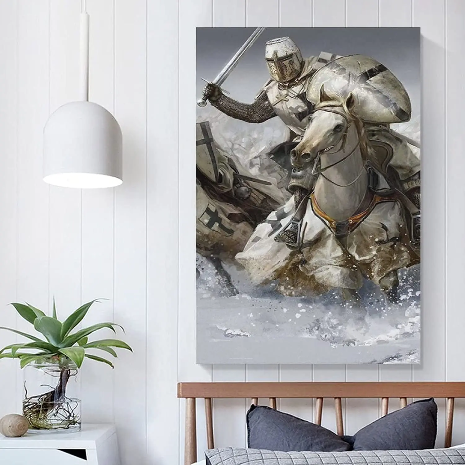 

Vintage Knight Templar on Horse Kids Gift Posters Pictures Canvas Wall Art Home Decor Paintings for Living Room Decorations