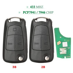 jingyuqin 2/3Button Flip Remote Key 433MHZ PCF7941/7946 For Opel/Vauxhall Astra H 2004-2009 Zafira B 2005-2013 Corsa D Vectra C