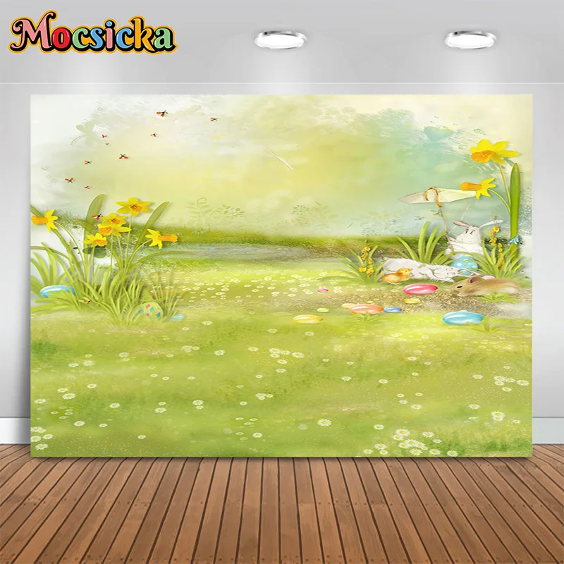 Mocsicka Photography Background Spring Meadow Flower Kids Birthday Party Backdrop Cute Baby Show Cake Smash Banner Photo Studio