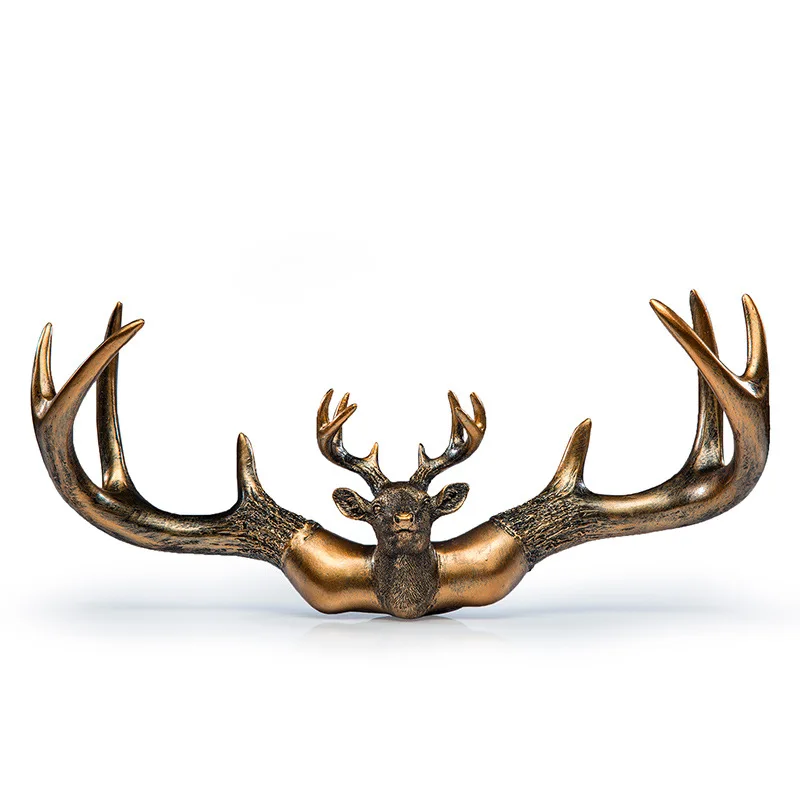 

38cm resin American deer head hook creative wall hanging porch wall decoration hanger living room antler art coat hook decor