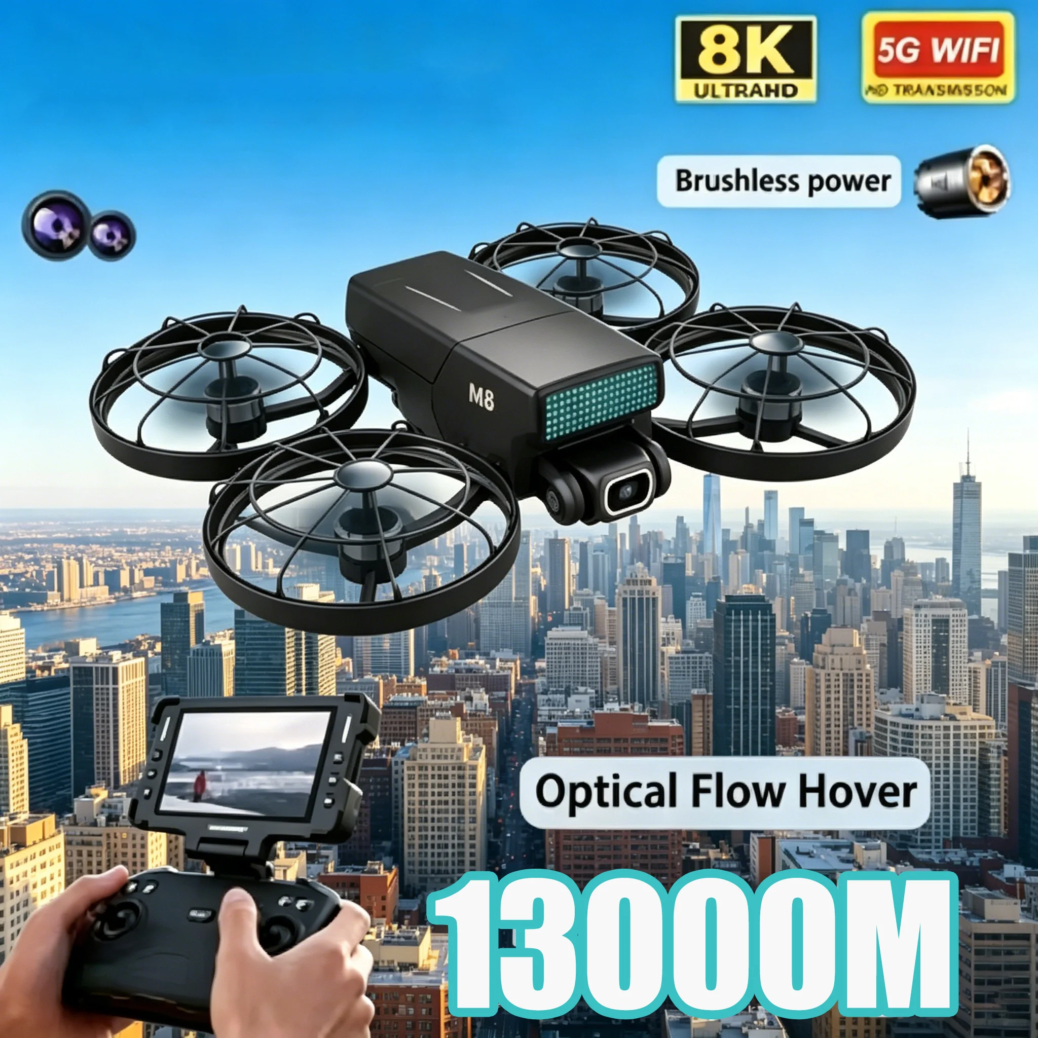 drone-fpv-m8-gps-avec-camera-8k-quadricoptere-pliable-wifi-a-moteur-brushless-360-°-jouet-rc-avec-fonction-d'evitement-d'obstacles-et-de-retour-automatique-pour-adultes