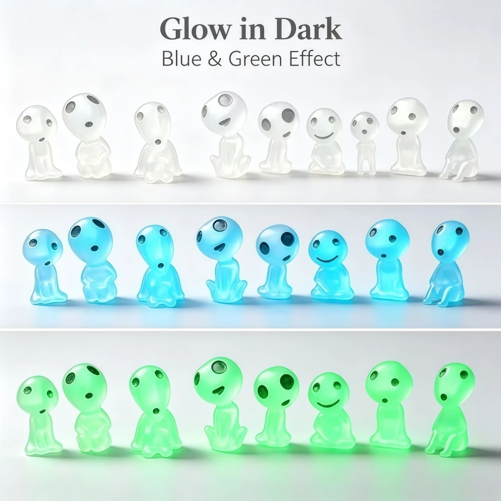Halloween Luminous Mini Elf Statues, Glow In Dark Blue Green Resin Ornaments, Micro Landscape Garden Decor, 10/20 Packs