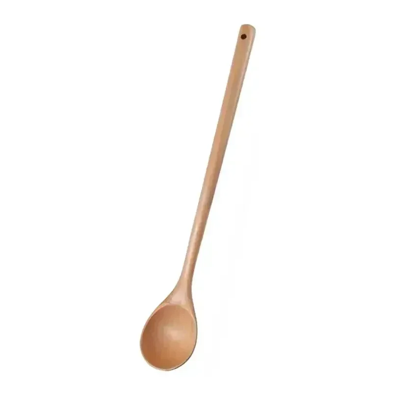 Long Handled Wooden Spoon For Kitchen Cooking For Stirring Mixing Thick Foods Safe For Nonstick And Cast Iron Pans