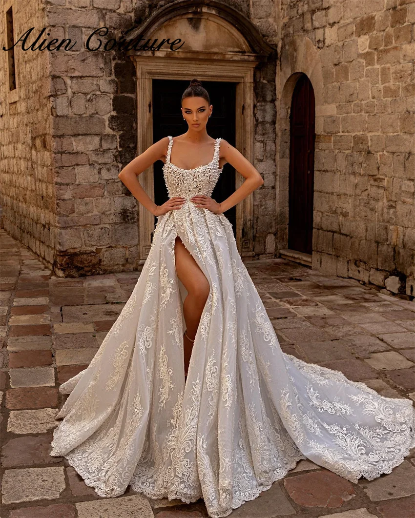 

Romance Wedding Dress Ball Gown Luxury Women 2024 Bead Pearls Straps Bride Dresses Vestido De Noiva Robe De Mariee Customized