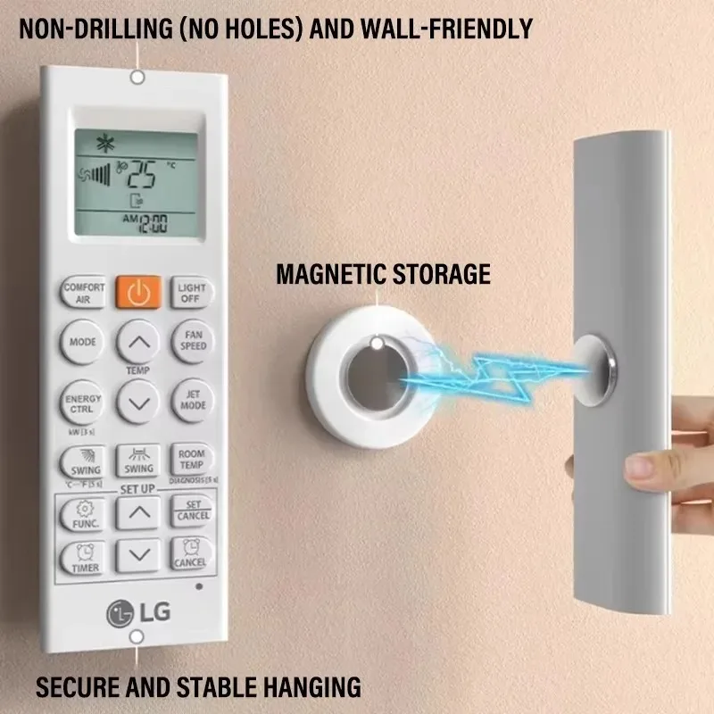 1/6/12/24Pcs No Drilling Magnetic Remote Control Holders Wall Mount Magnetic Adhesive Remote Organizer Home Storage Hook Tool