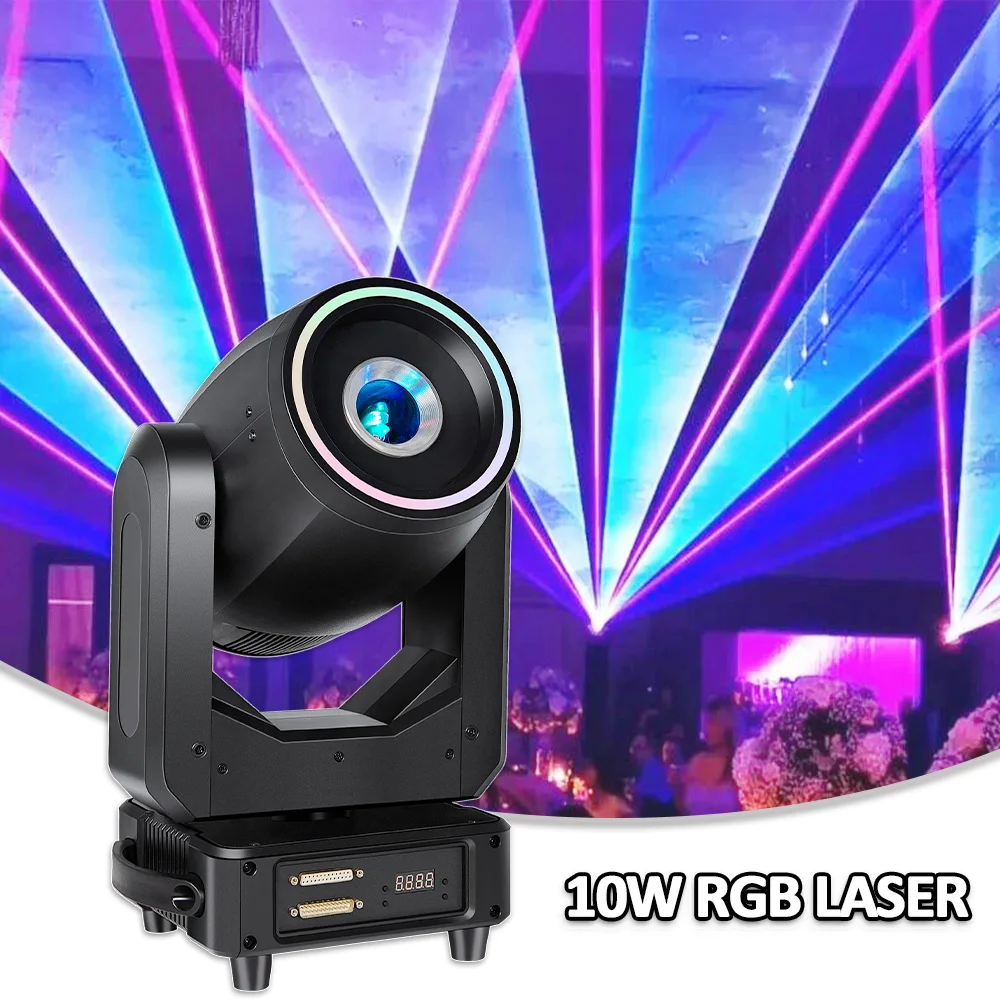 

YUER 30KPPS 10W RGB Laser Beam SMD RGB Ring Hole Moving Head Light ILDA DMX For Wedding Party Christmas Concert Dj Club Disco