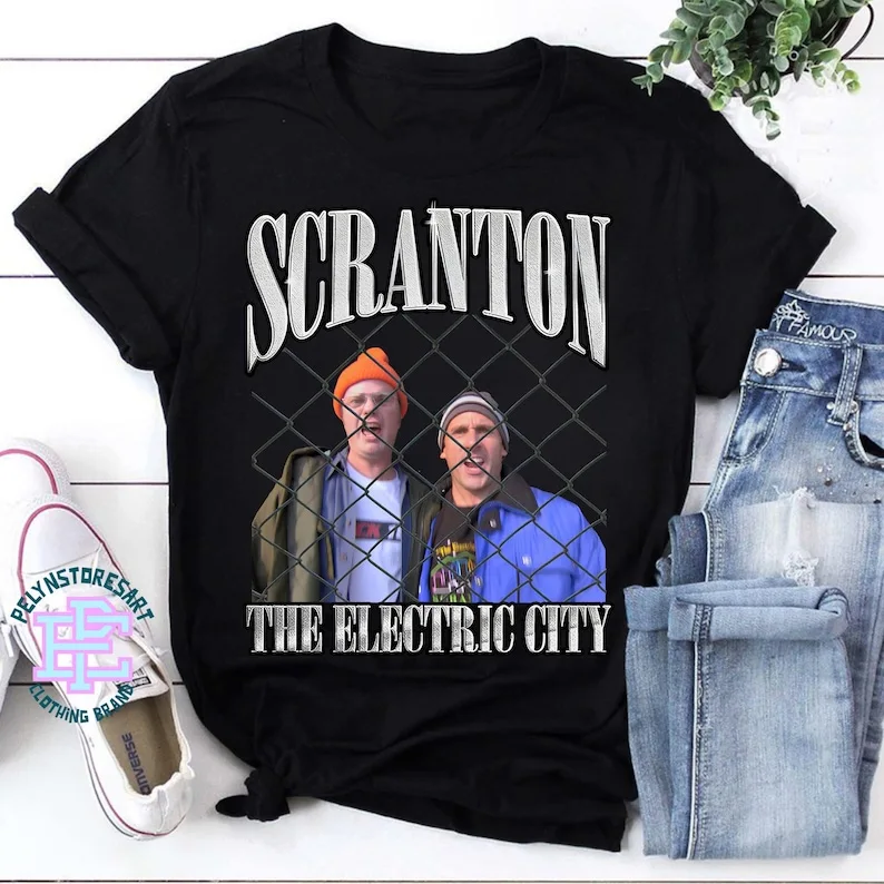 

Футболка Scranton The Electric City Офисная рубашка ТВ-шоу Мем Топы Майкл Скотт Шрут Фермы Рубашки Забавная футболка с рисунком мема