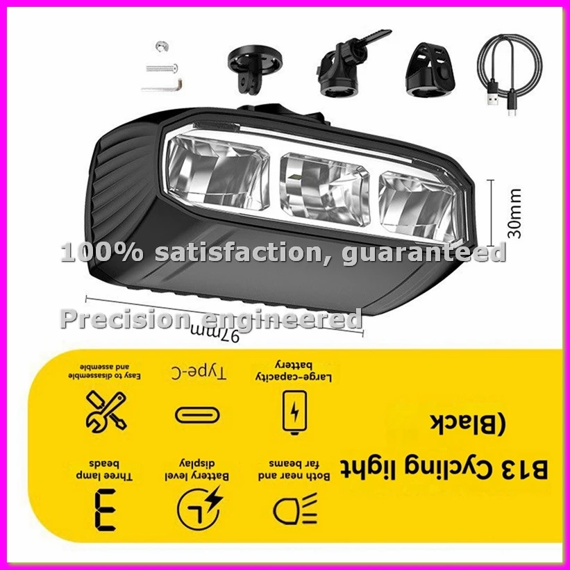 LED-Fahrradlichtleiste Wiederaufladbar Universelles Fahrrad-Frontlicht für Mountain-/Rennräder Schwarz-ANKL