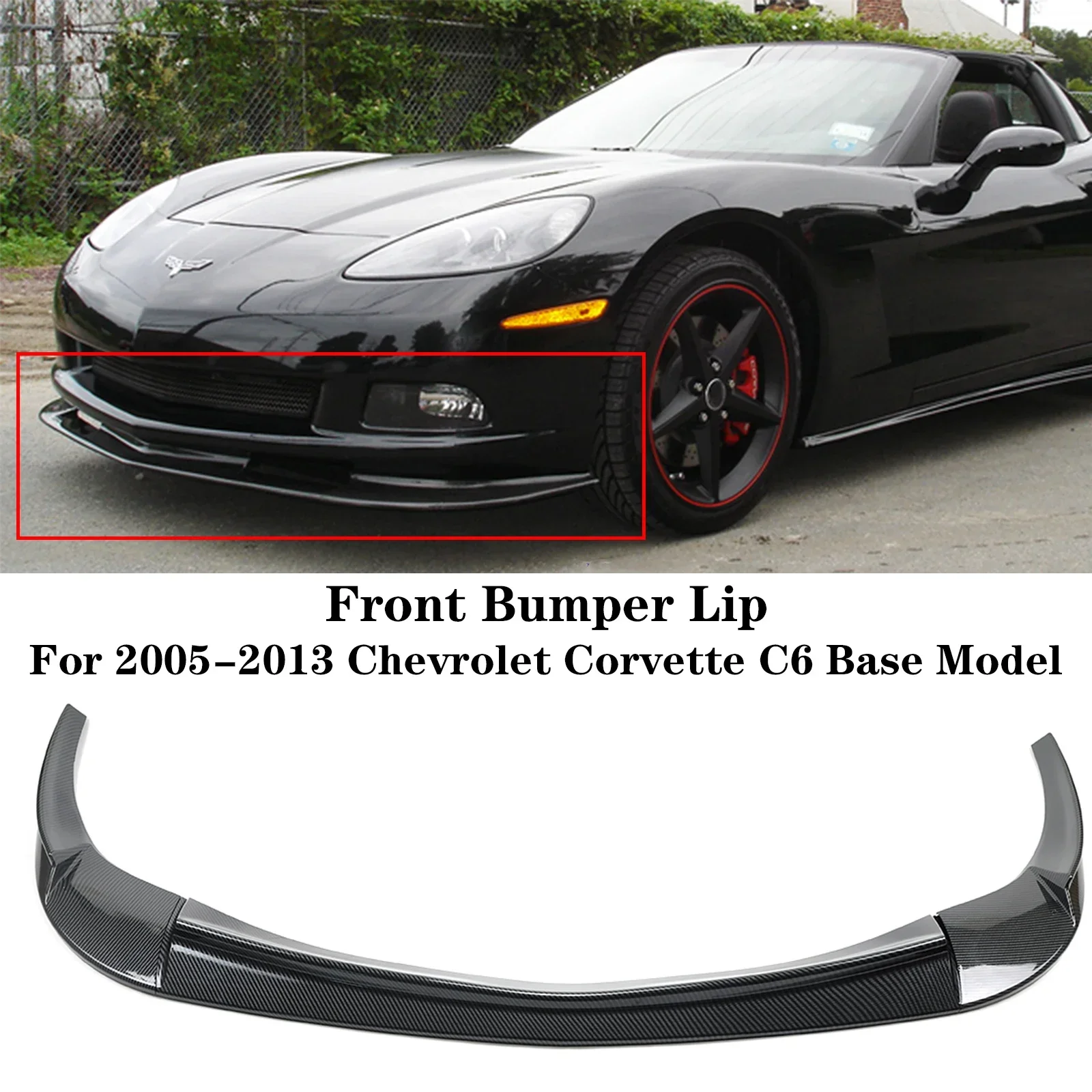 

Front Bumper Lip Spoiler Splitter Side Body Kit Trim Protection Compatible For 2005-2013 Chevrolet Corvette C6 Base Model