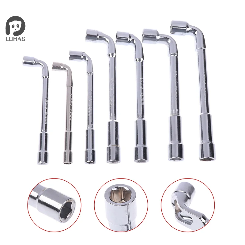 6-12mm Hardware Tools Mirror Perforated L-shaped Elbow Socket Wrench 7-shaped Milling Mouth Manual Pipe Wrench