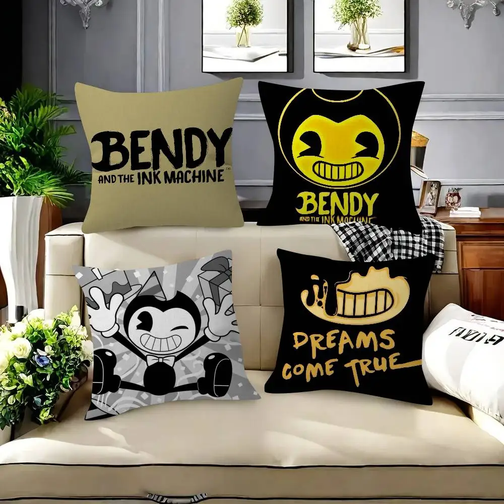 Housse de coussin en polyester pour canapé, coussins décoratifs, décoration de la maison, Game B-Bendy and the Ink M-Machine