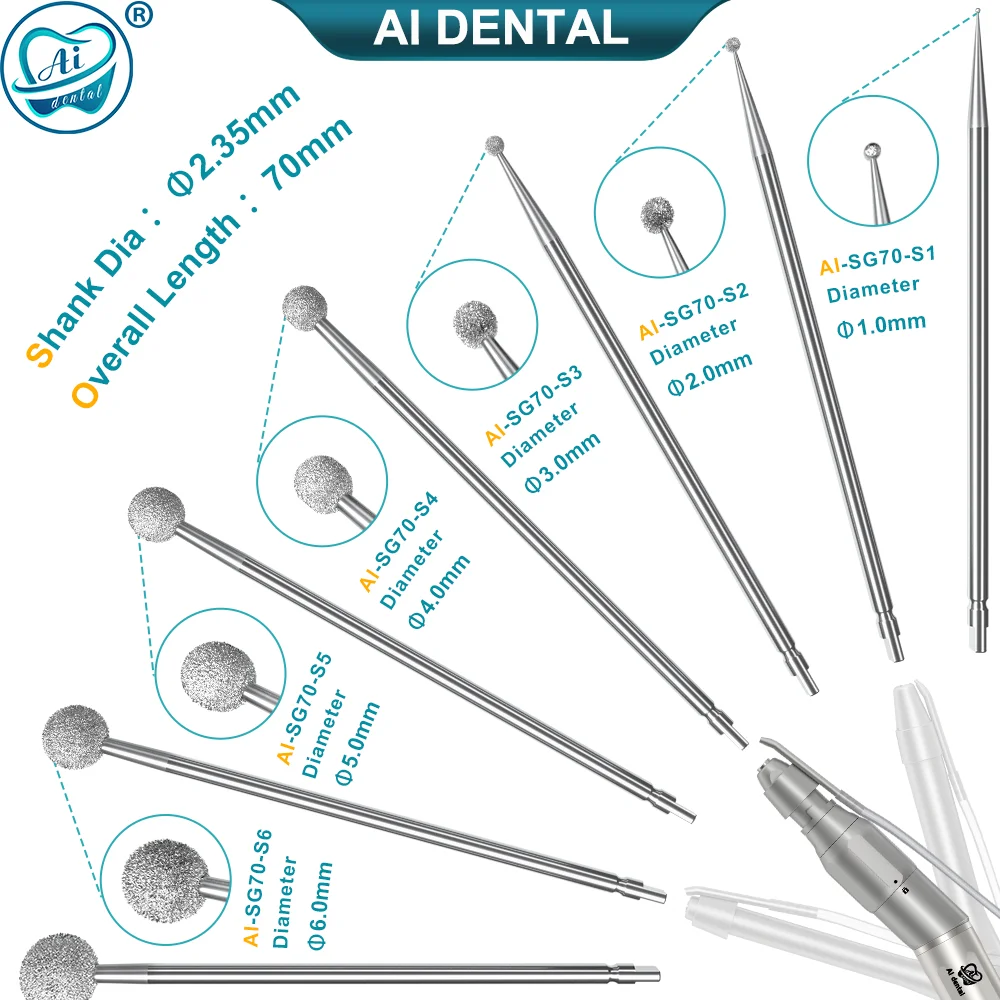 Dental Burs for AI Dental Implant Surgical Low Speed Handpiece Contra Angle SG Series Diamond Burs Dia.2.35mm AI-SG45/70/120