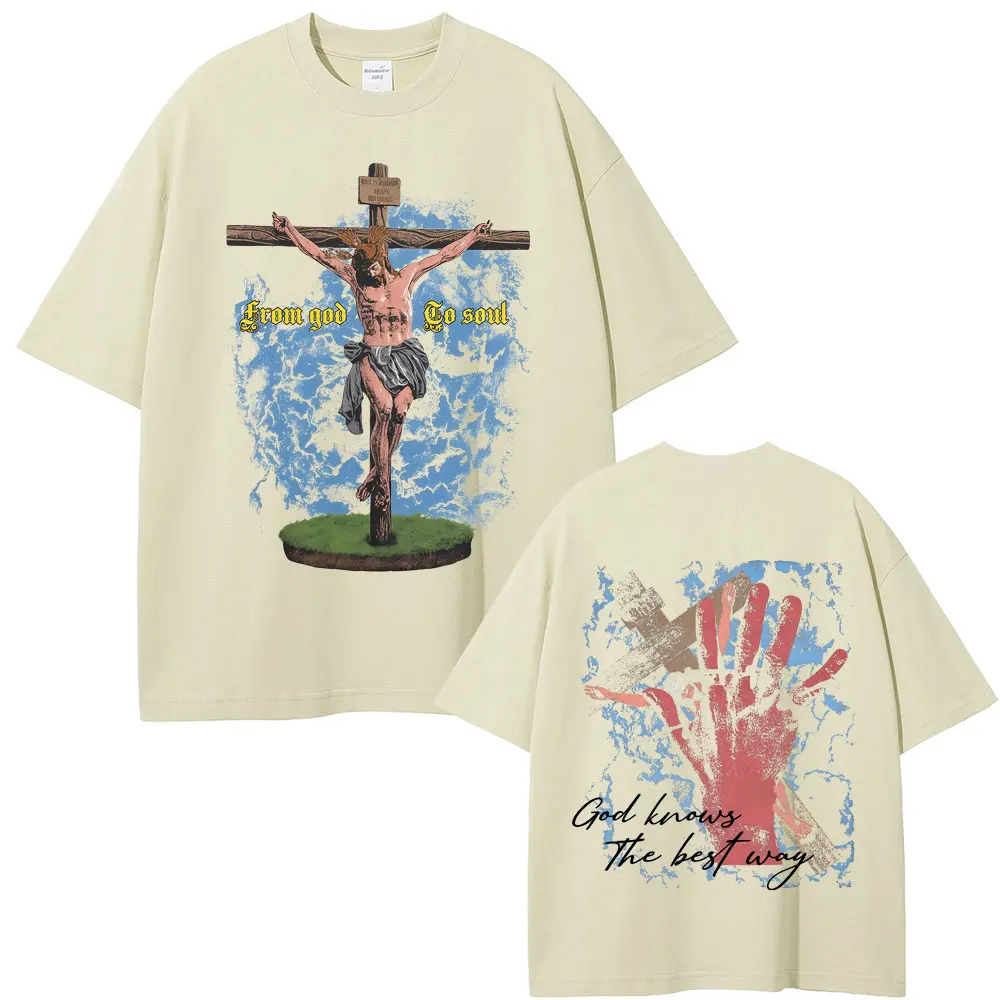 

Christian Religious Jesus From God Go Soul God Knows The Best Way Graphic T-shirt Men Women Gothic Rock Vintage Oversized Tshirt