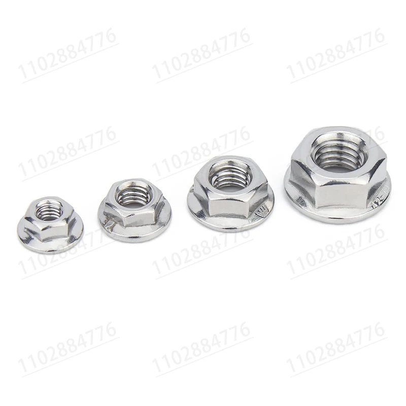 Tuercas con brida hexagonales dentadas DIN6923 M3 ~ M12 304 Acero inoxidable o al carbono Tuerca de bloqueo automático roscado de acero