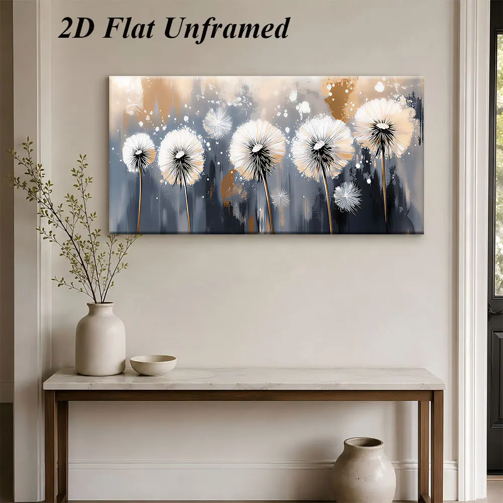 1pc (No frame),1 modern minimalist dandelion frameless decorative painting, living room, bedroom, entrance frameless painting, 2