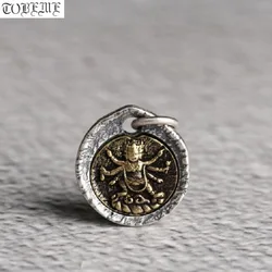 Handmade 925 Silver Tibetan Buddhist Mahakala Charm Sterling Hindusm Buddha Pendant Good Luck Amulet