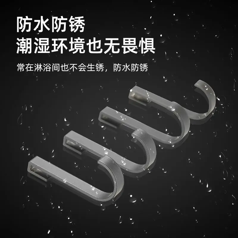 Aluminum Single Hook for Bathroom, Rack Hanger Bar, Special Accessories Can Be Used by Sliding Space, Punch-Free, 5PCs