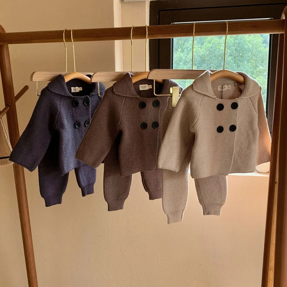 Fashion Baby Boy Clothes Sets Long-Sleeved Boy Girl Cardigan + Pants Infant Boy Clothes 2pcs Boys Suit Outfits Spring