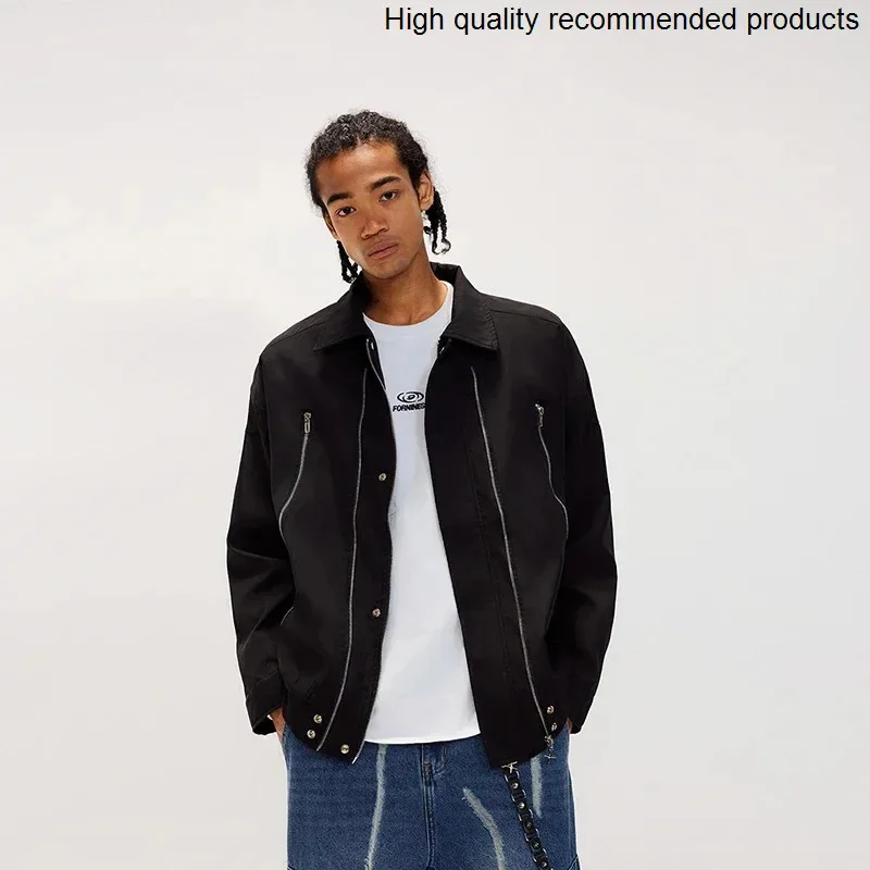 

Men Spring Jacket Autumn Cargo Streetwear Zipper Loose Casual Vintage Fashion Bomber Jackets Coats Man Outerwear Clothing