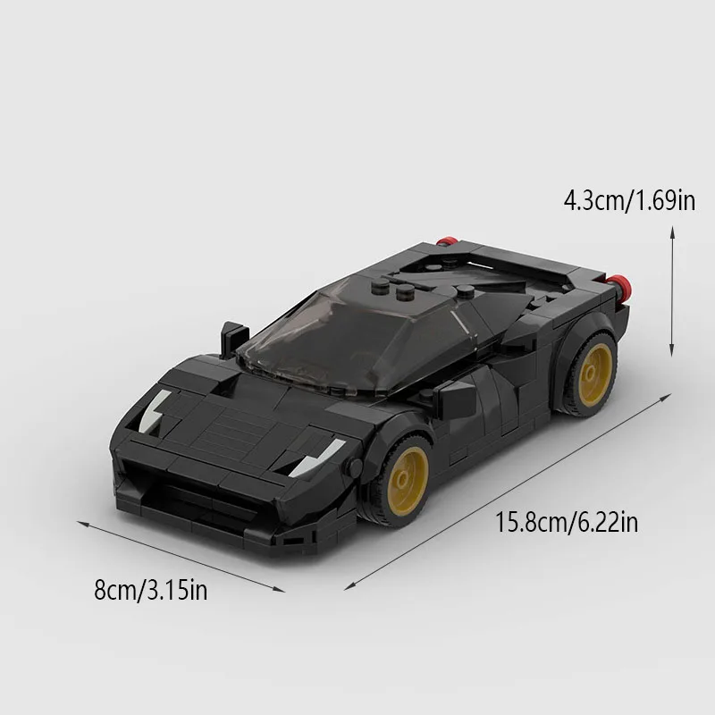 Schwarzes Super-Rennwagen-Modell-Bausteine-Set, langlebige ABS-Konstruktion, perfekt für kreatives Spielen, MOC-Spielzeug, Kinder, Weihnachtsgeschenk