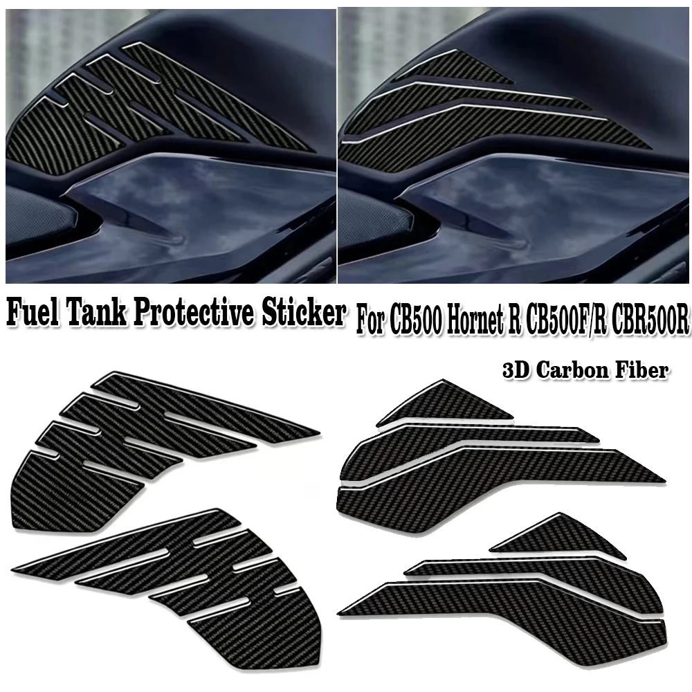 Motorcycle For CB500 Hornet R CB500F CB500R CBR500R Tank Pad Cap Grips Gas Fuel Knee Stickers Protection Carbon Fiber Decals