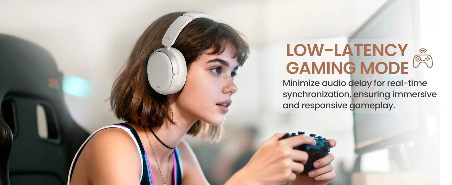 Acer OHR516 ANC Kabelloser Kopfhörer mit Geräuschunterdrückung, Hi-Res Spatial Audio, Bluetooth Over-Ear-Headset, 40mm Dynamischer Treiber – Detail 6