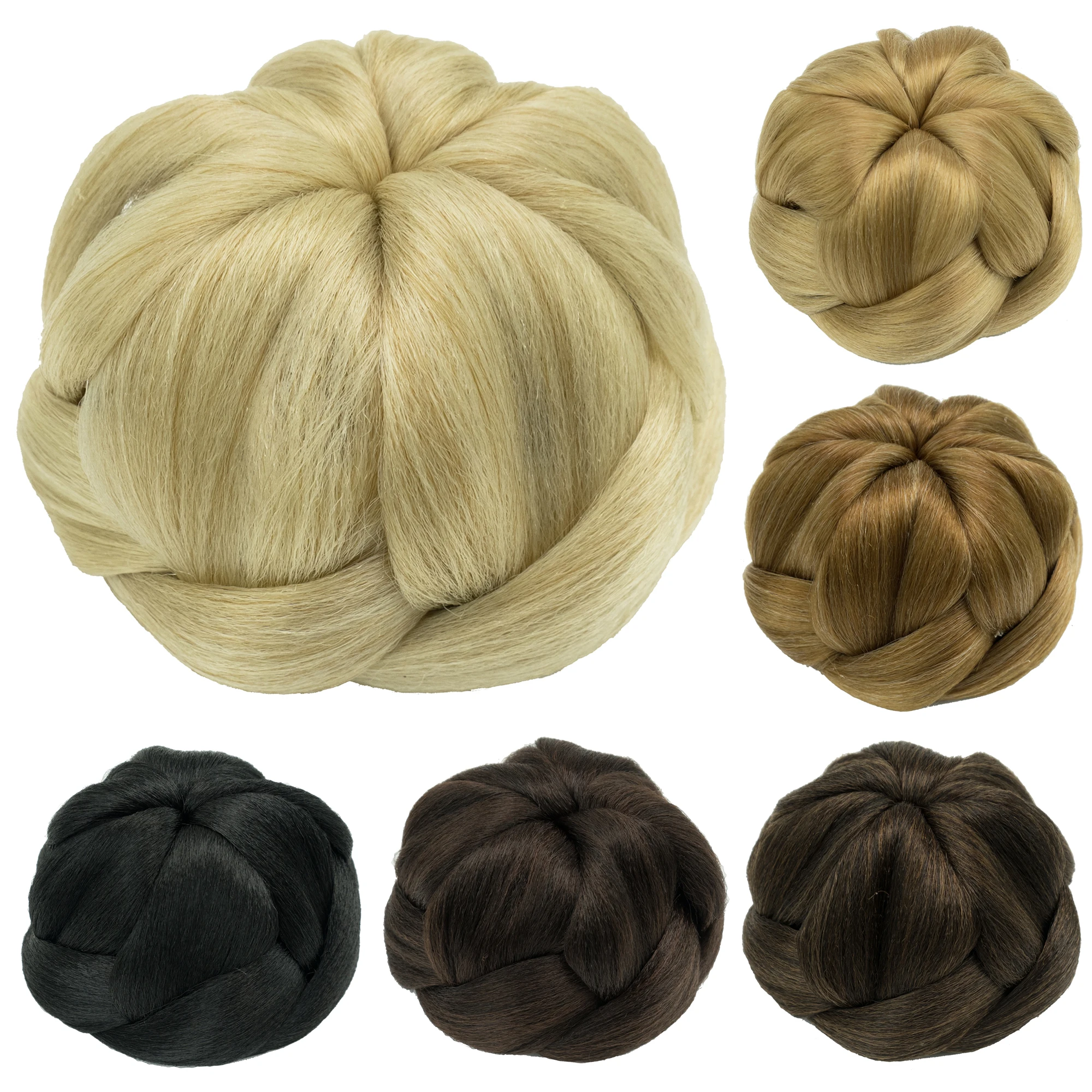 

Soowee Synthetic Hair Dancer Braided Chignon Hair Cover Donut Hairpieces Scrunchie Hair Bun Wig Updo on Wedding Party