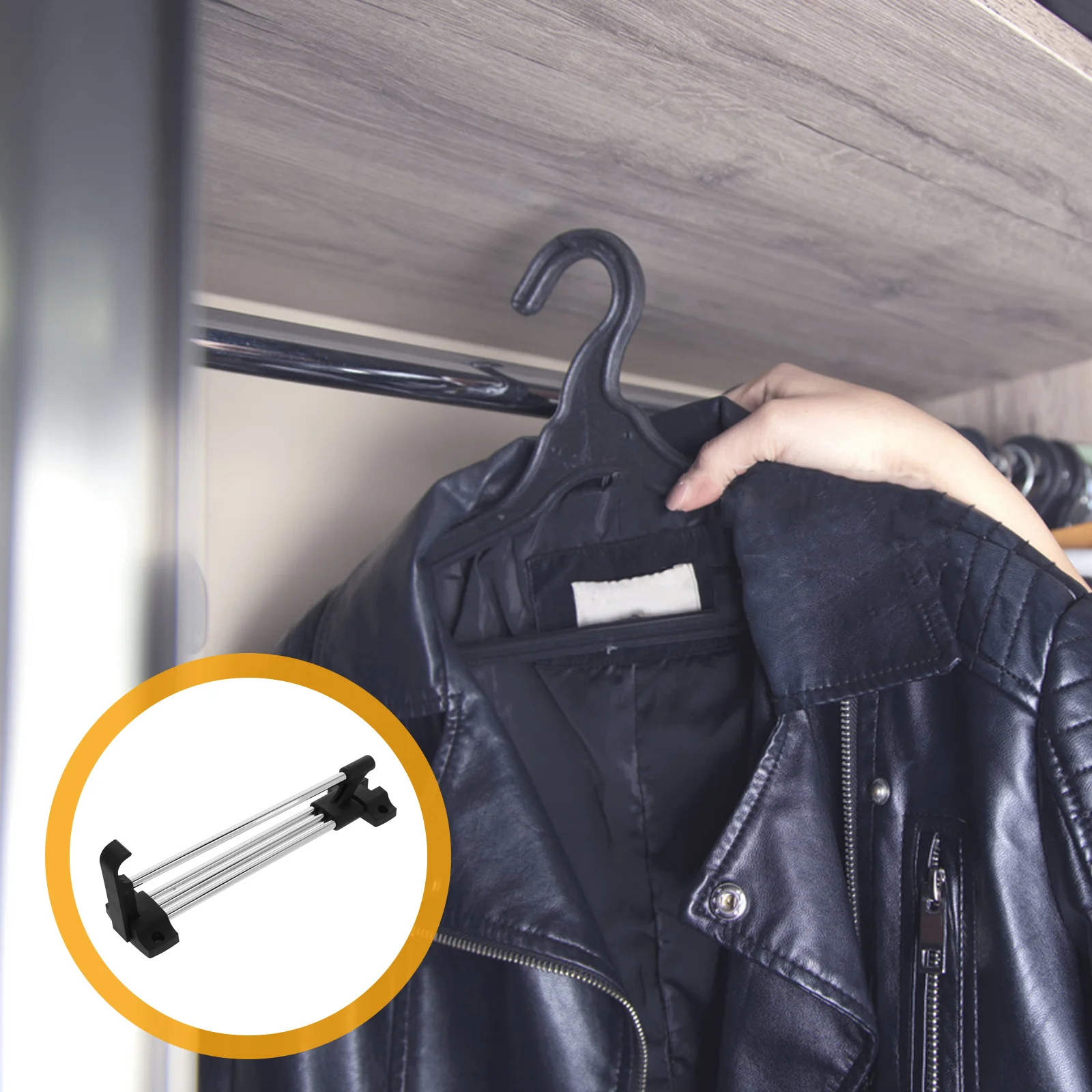 

1pc Telescopic Wardrobe Clothes Hanger Adjustable Closet Rod Sturdy Clothing Saving Hanging Bar For Shirts