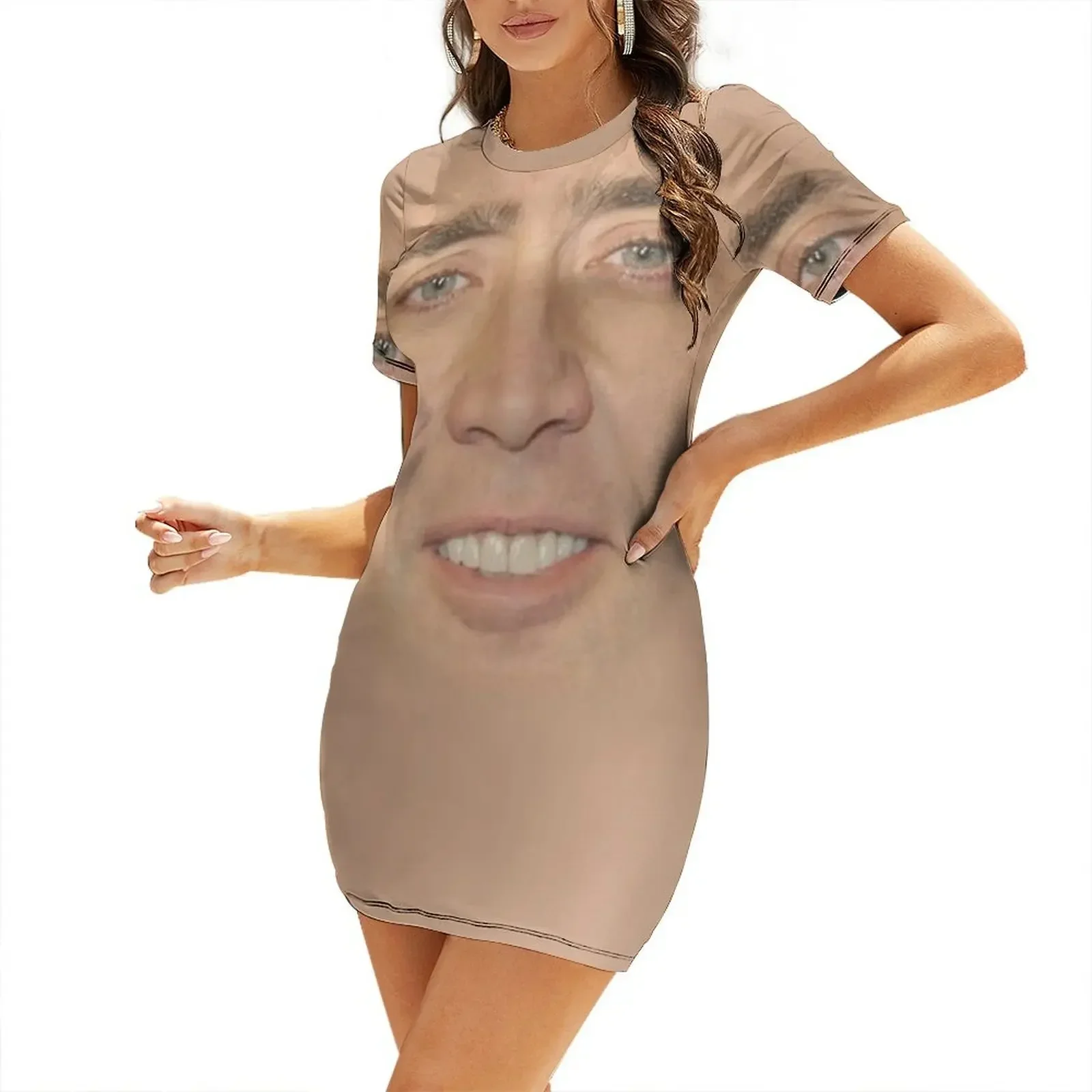

Nicholas Cage Face Pattern Short-Sleeved Dress elegant dresses plus sizes women's evening dresses 2026 women party dresses