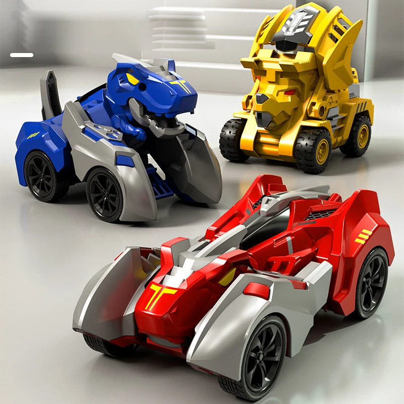 Transforming Dinosaur Car Model Deformation Car Toys Inertial Sliding Dino Car Automatic Transform Toy Boys Amazing Gifts