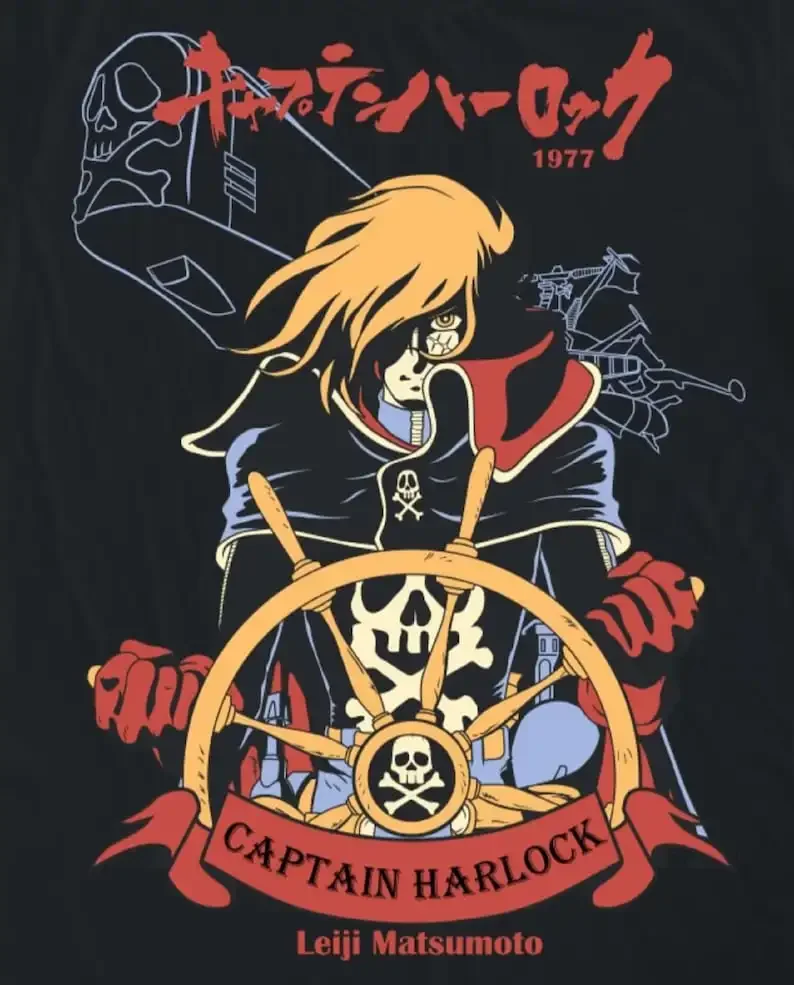 Captain Harlock, Japanese Cartoon Anime T-shirt