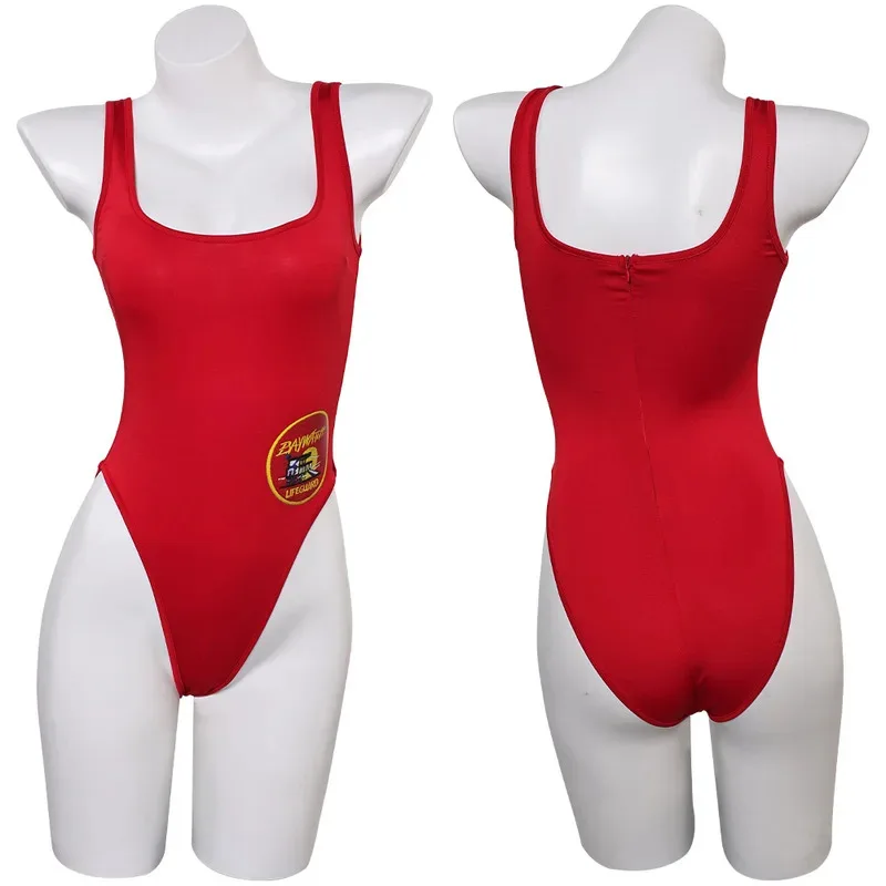 CyCJ Parker Cosplay Swimsuits Costume 1989 TV Baywatch Red Bikini Swimwear Fantasia Roleplay Women Set Summer Beach Costume Men