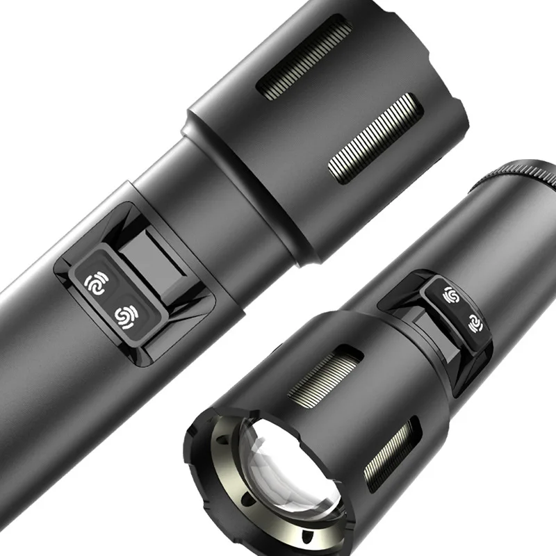 LED Ultra Bright Long Shot Flashlight Multi-Functional Digital Power Display Steel Gun White Laser Outdoor Camping Supplies