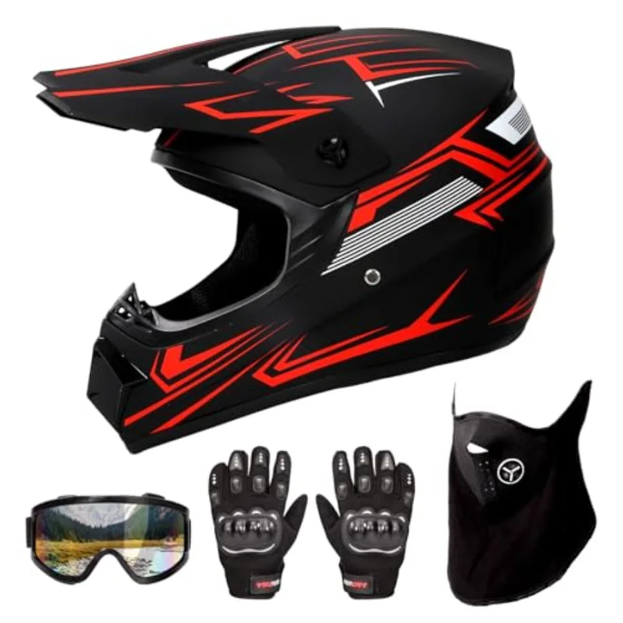 

Motocross Helmet for Off-Road Riding, Trail Riding, Endurance Racing DOT Approved, Polycarbonate Shell, Matte Black, Lightweigh