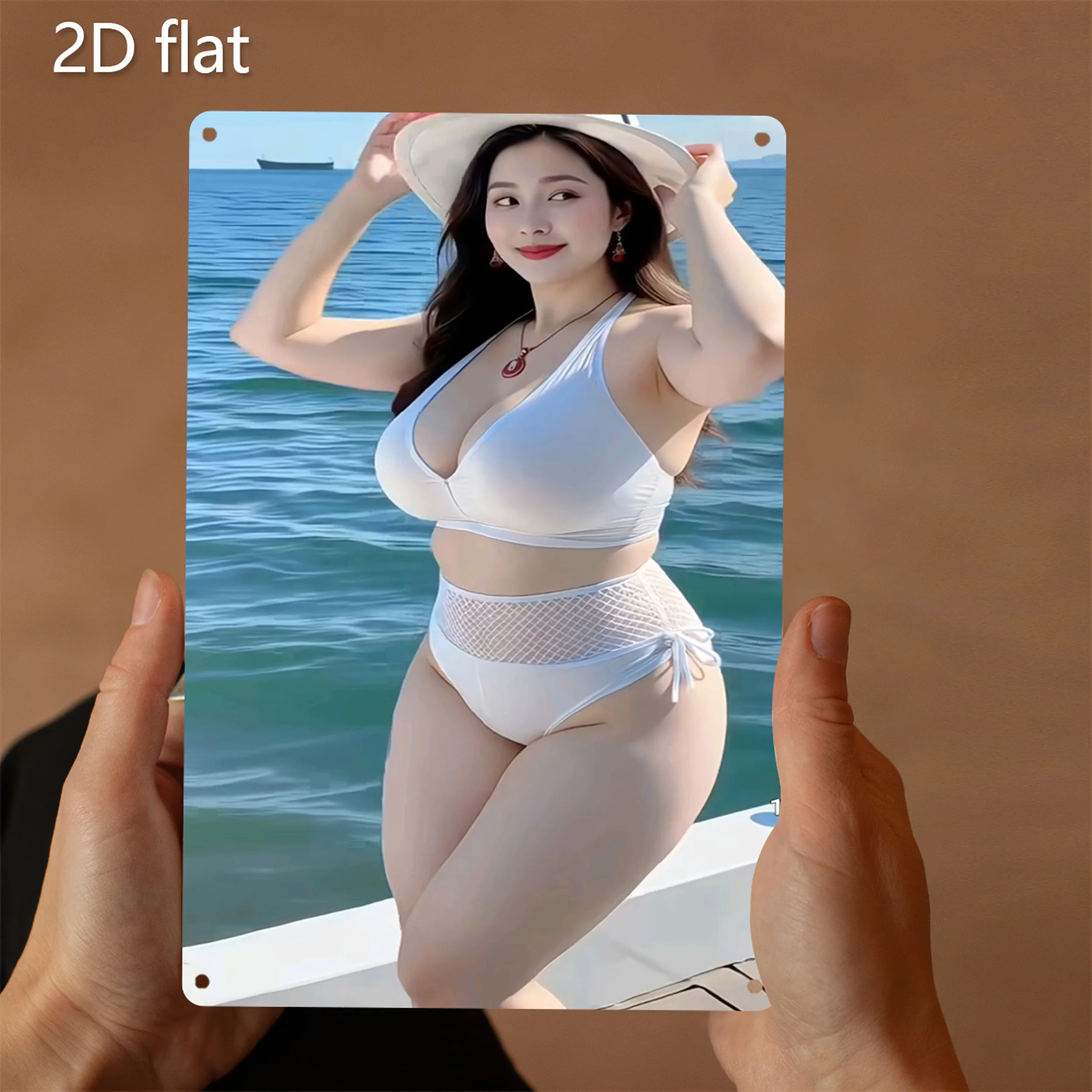 

White Bikini Beach Metal Wall Art Vintage Tin Sign Coastal Decor