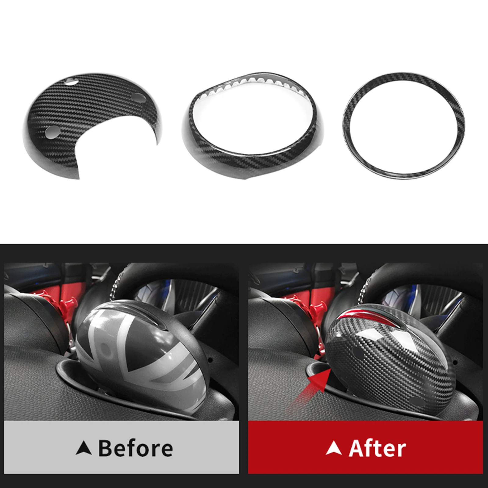 For MINI Cooper R55 R56 R60 Real Dry Carbon Fiber Interior Dashboard Tachometer Ring Cover Trim Cap